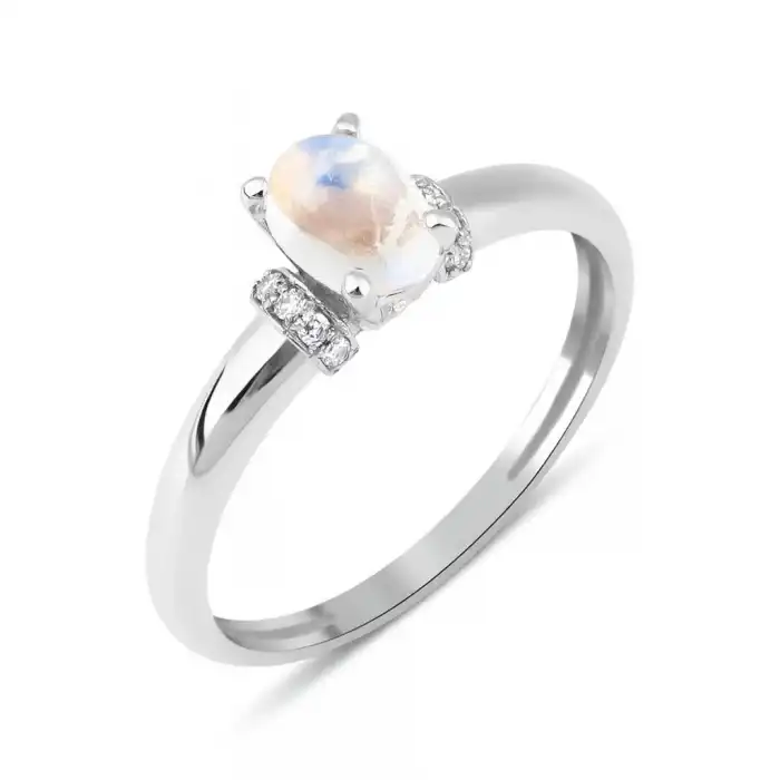 Oval Moonstone and Diamond Ring