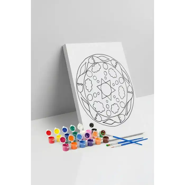 Paskalya Yumurtası Desenli Mandala Tuval Boyama Seti 40x50 cm