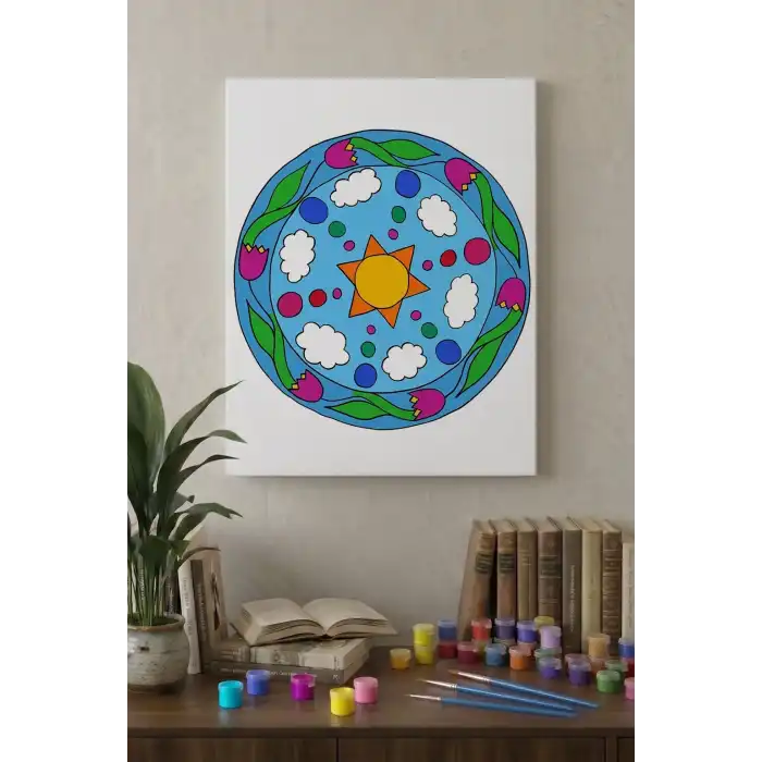 Paskalya Yumurtası Desenli Mandala Tuval Boyama Seti 40x50 cm