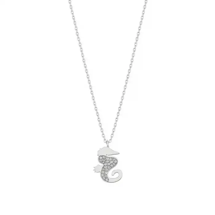 Pave Diamond Seahorse Pendant Necklace
