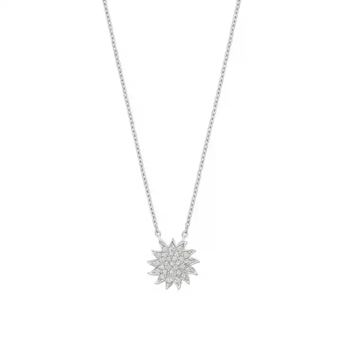 Pave Diamond Sun Pendant Necklace