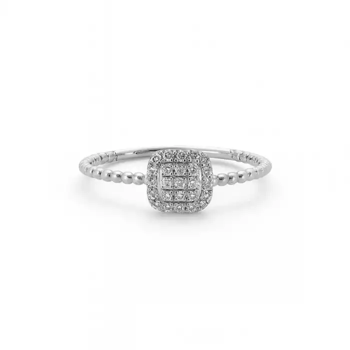 Pave Square Diamond Ring