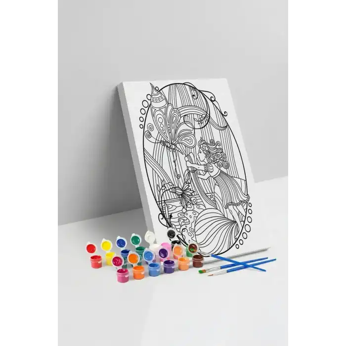 Peri Kızı Desenli Mandala Tuval Boyama Seti 40x50 cm