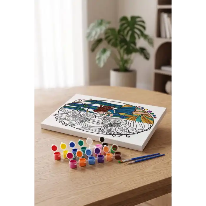 Peri Kızı Desenli Mandala Tuval Boyama Seti 40x50 cm