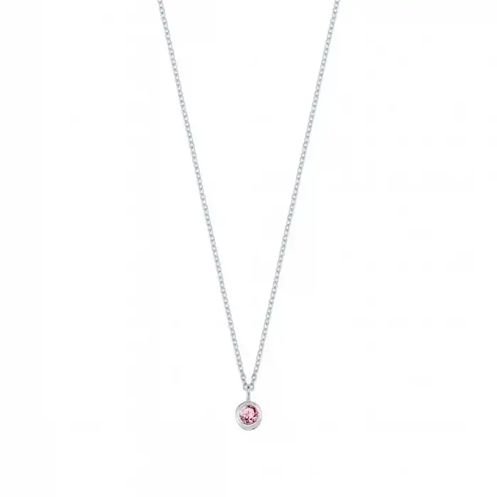 Pink Aura Solitaire Necklace