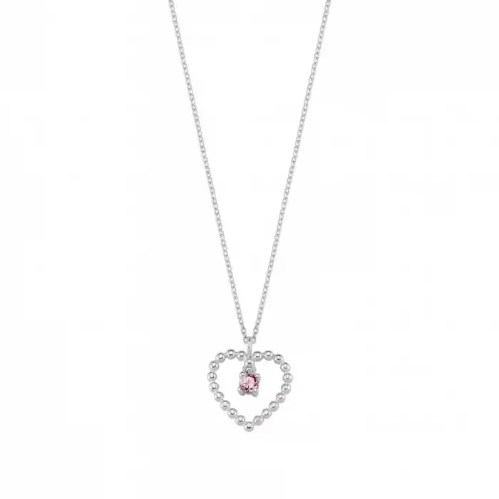 Pink Beaded Heart Necklace