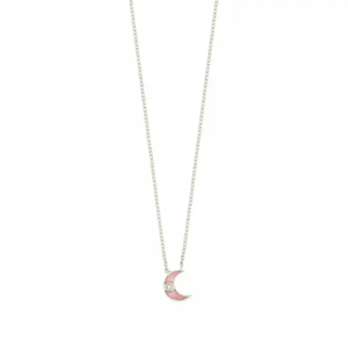 Pink Crescent Necklace