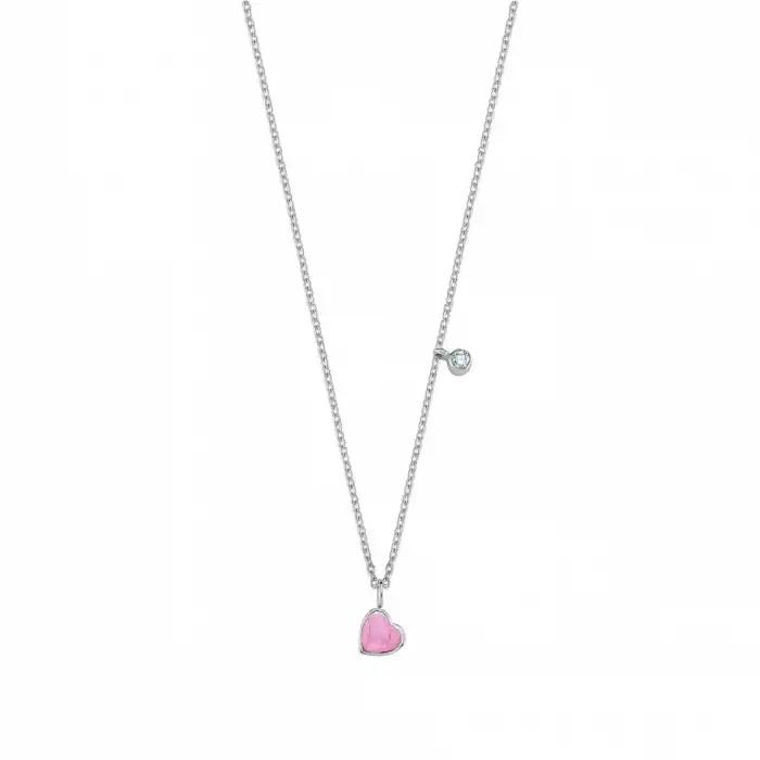 Pink Enamel Heart Necklace