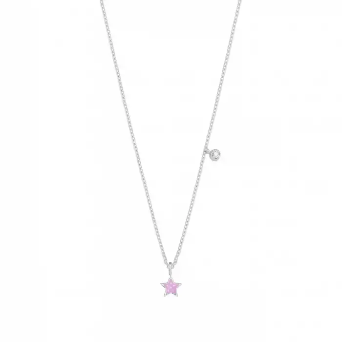 Pink Enamel Star Necklace