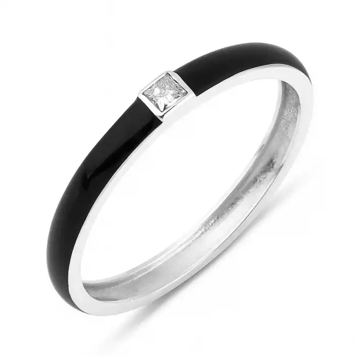 Princess Cut Diamond Colored Enamel Ring