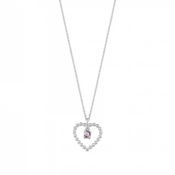 Purple Beaded Heart Necklace