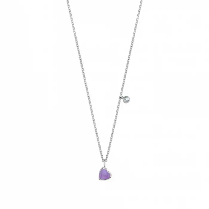 Purple Enamel Heart Necklace