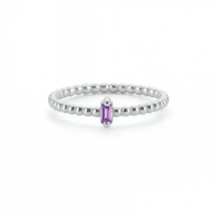 Purple Gleam Baguette Ring
