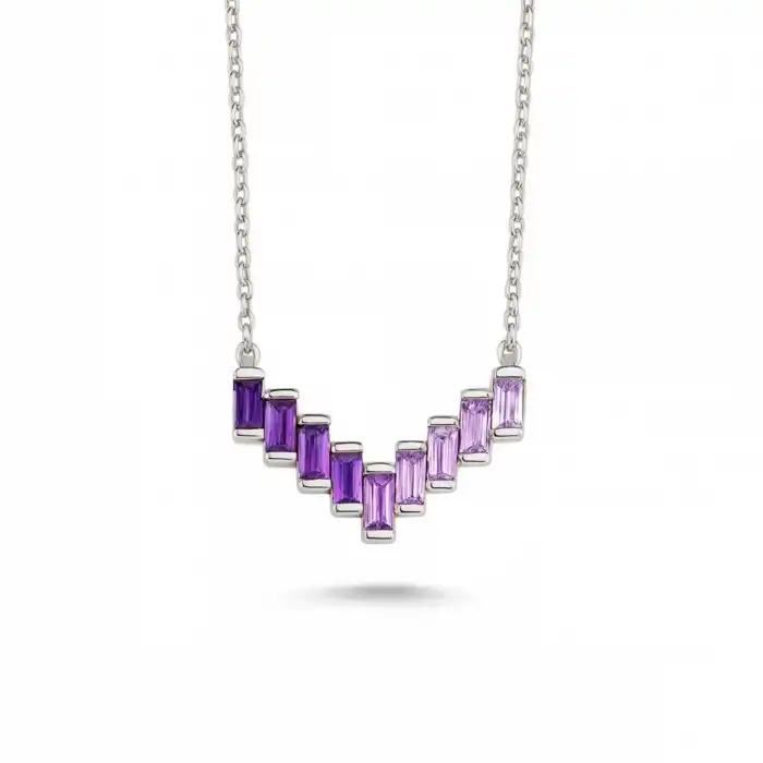 Purple Spectrum Baguette Necklace