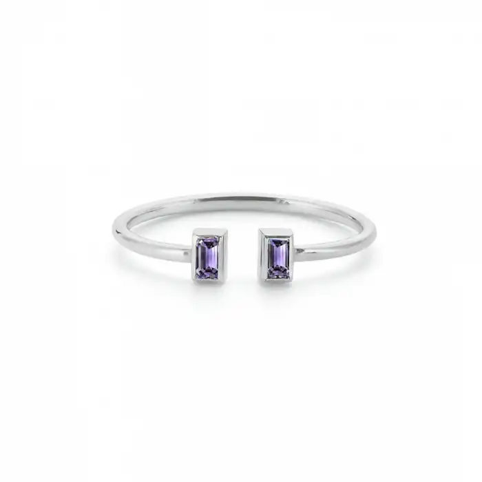 Purple Twin Baguette Ring