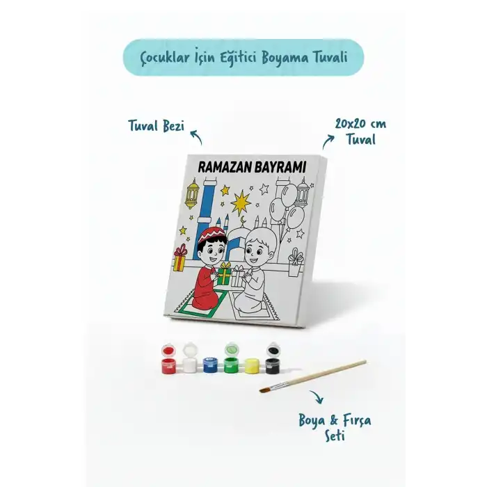 Ramazan Bayramı Çocuklar İçin Eğitici Boyama Tuvali (Şövalesiz)