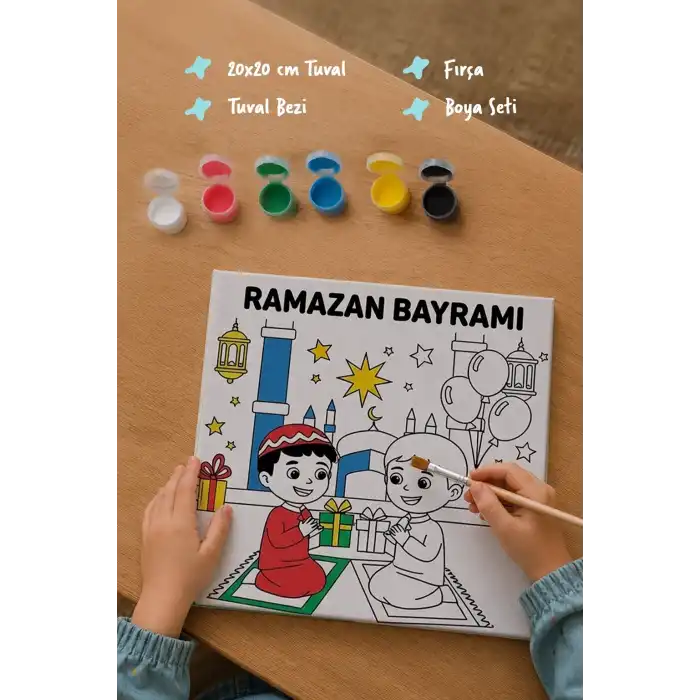Ramazan Bayramı Çocuklar İçin Eğitici Boyama Tuvali (Şövalesiz)