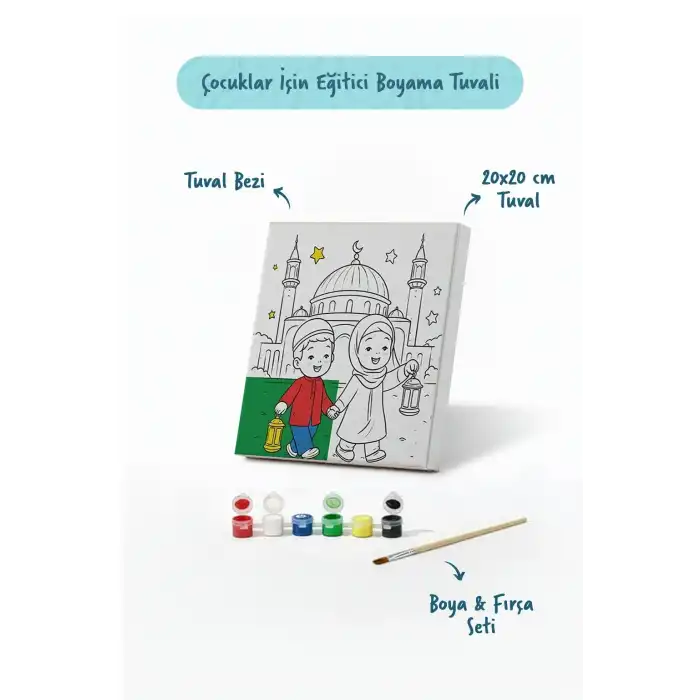 Ramazan Eğitici Boyama Seti Camii Önünde Fenerli Çocuklar (Şövalesiz)