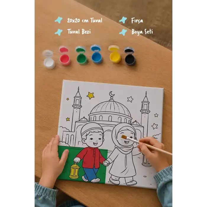Ramazan Eğitici Boyama Seti Camii Önünde Fenerli Çocuklar (Şövalesiz)