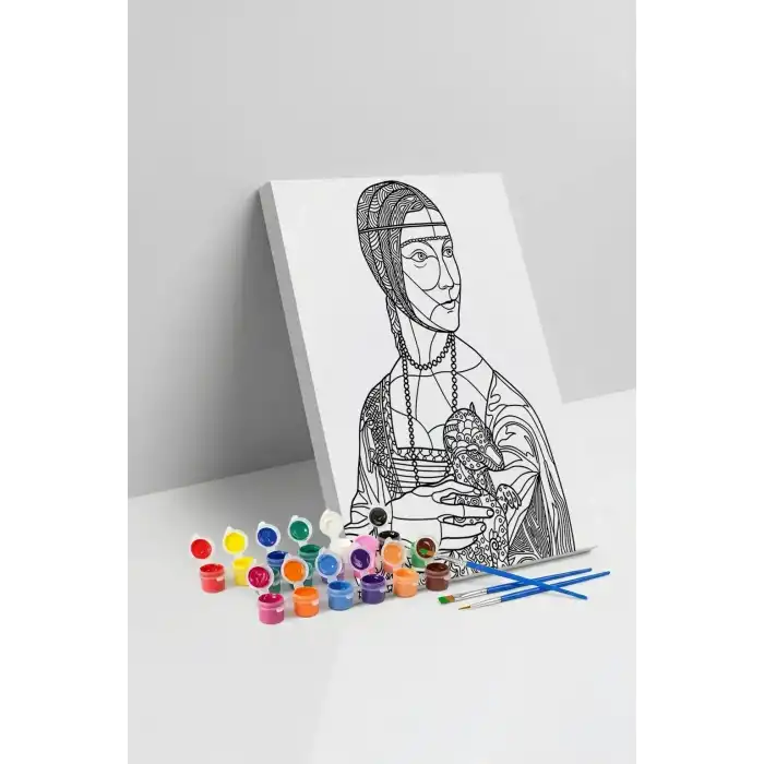 Rönesans Kadın Desenli Mandala Tuval Boyama Seti 40x50 cm