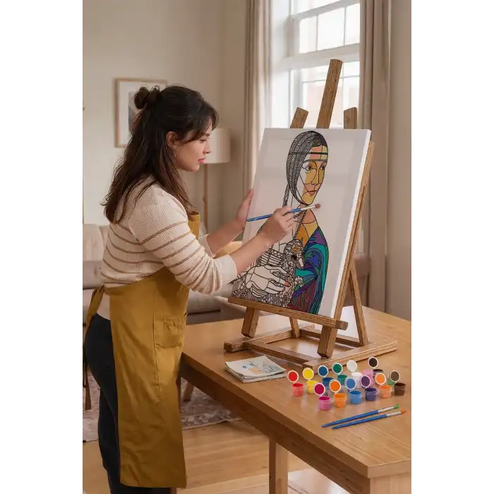 Rönesans Kadın Desenli Mandala Tuval Boyama Seti 40x50 cm