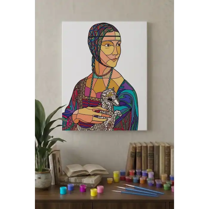 Rönesans Kadın Desenli Mandala Tuval Boyama Seti 40x50 cm
