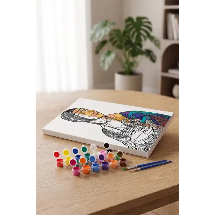 Rönesans Kadın Desenli Mandala Tuval Boyama Seti 40x50 cm