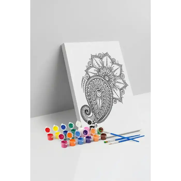 Şal Desenli Mandala Tuval Boyama Seti 40x50 cm