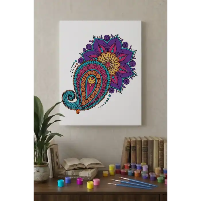 Şal Desenli Mandala Tuval Boyama Seti 40x50 cm