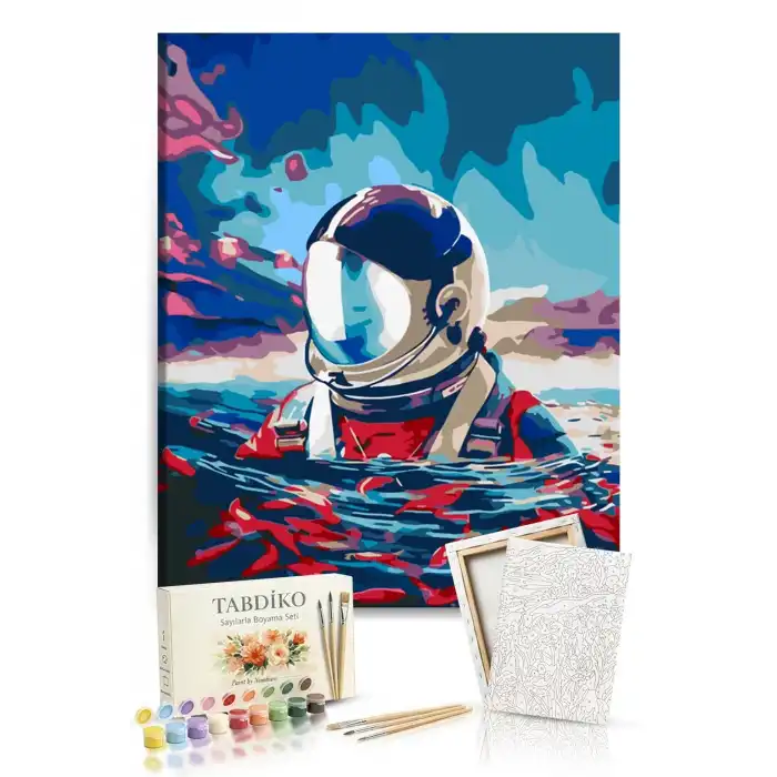 Sayılarla Boyama Seti 40 x 50 cm Tuval Şasesine Gerili Astronot