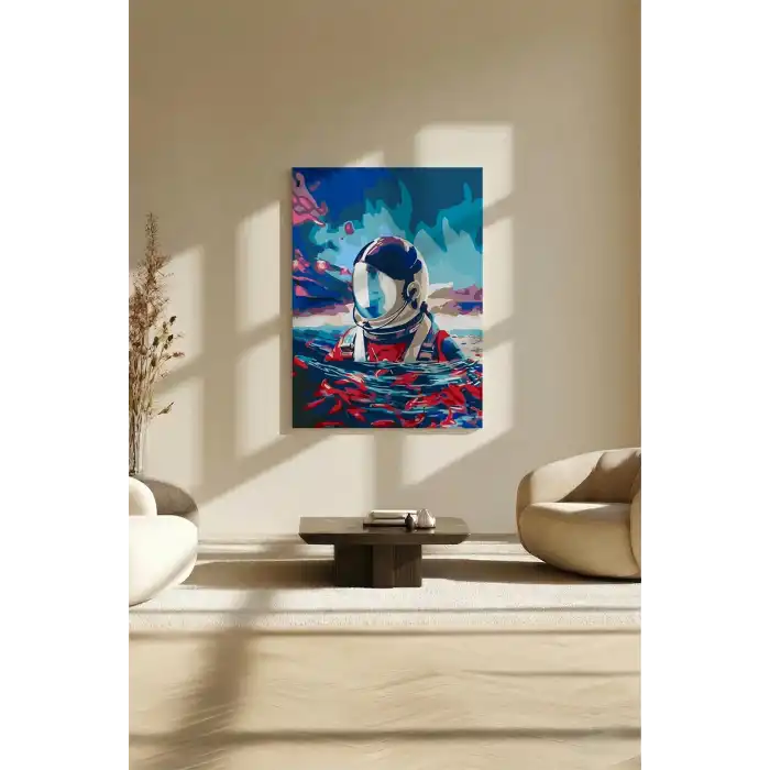 Sayılarla Boyama Seti 40 x 50 cm Tuval Şasesine Gerili Astronot
