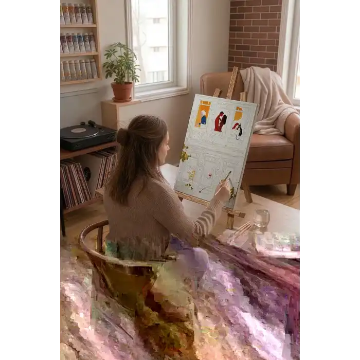 Sayılarla Boyama Seti 40 x 50 cm Tuval Şasesine Gerili Cam Kenarı