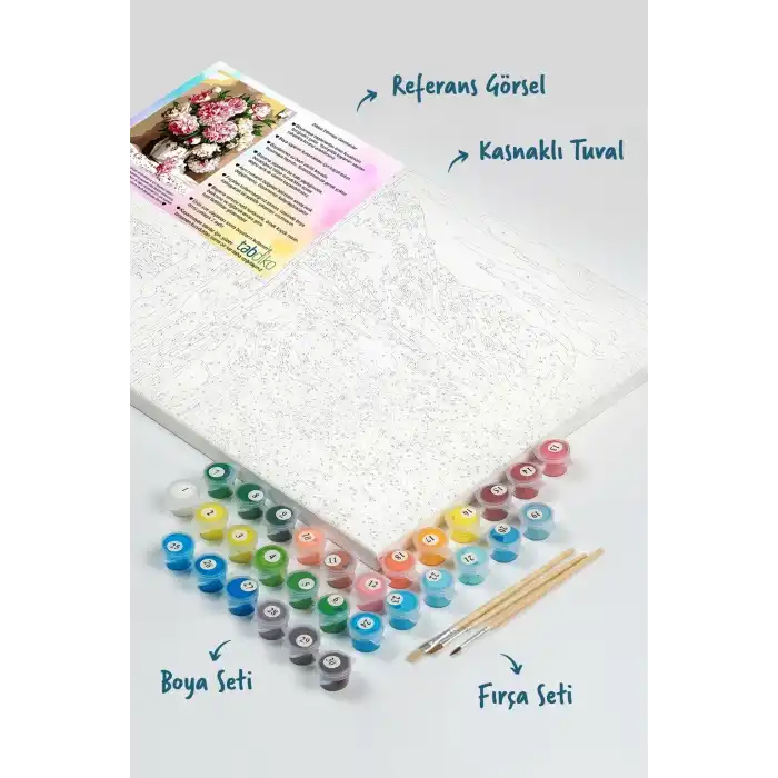 Sayılarla Boyama Seti 40 x 50 cm Tuval Şasesine Gerili Karanfiller