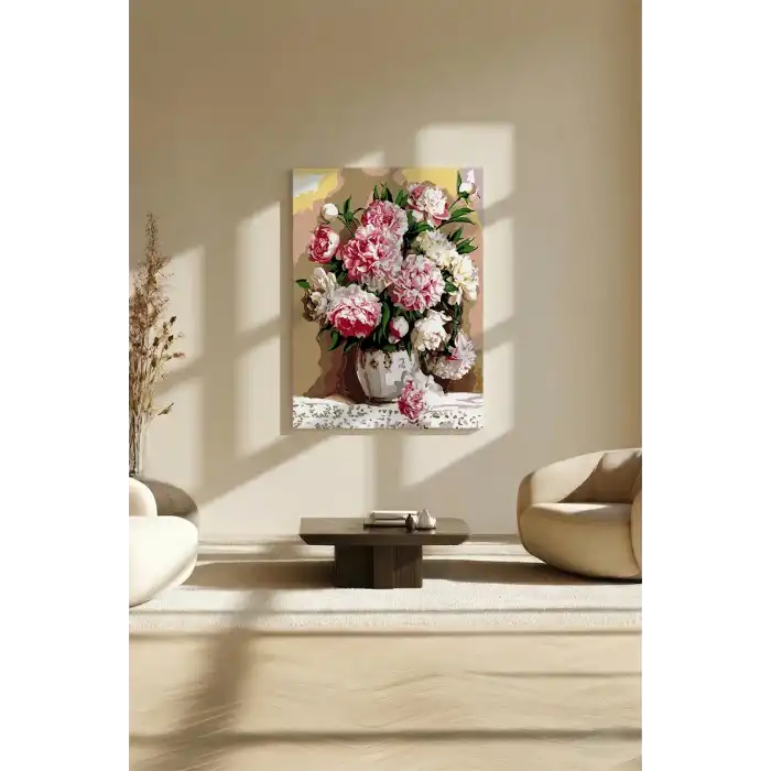 Sayılarla Boyama Seti 40 x 50 cm Tuval Şasesine Gerili Karanfiller