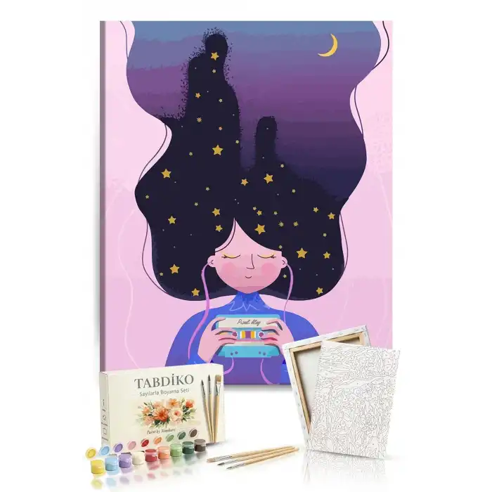 Sayılarla Boyama Seti 40 x 50 cm Tuval Şasesine Gerili Kaset
