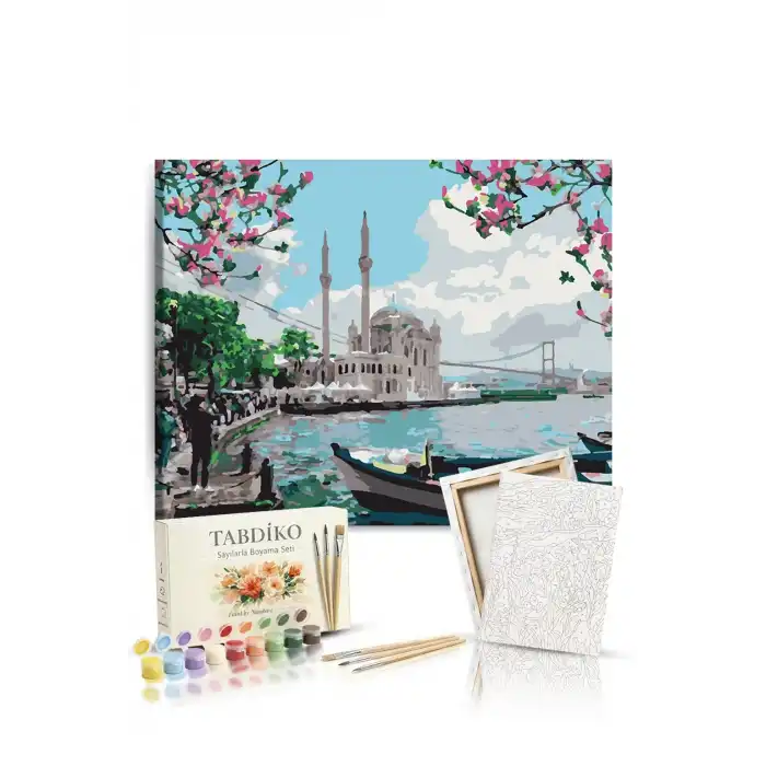 Sayılarla Boyama Seti 40 x 50 cm Tuval Şasesine Gerili Ortaköy Camii