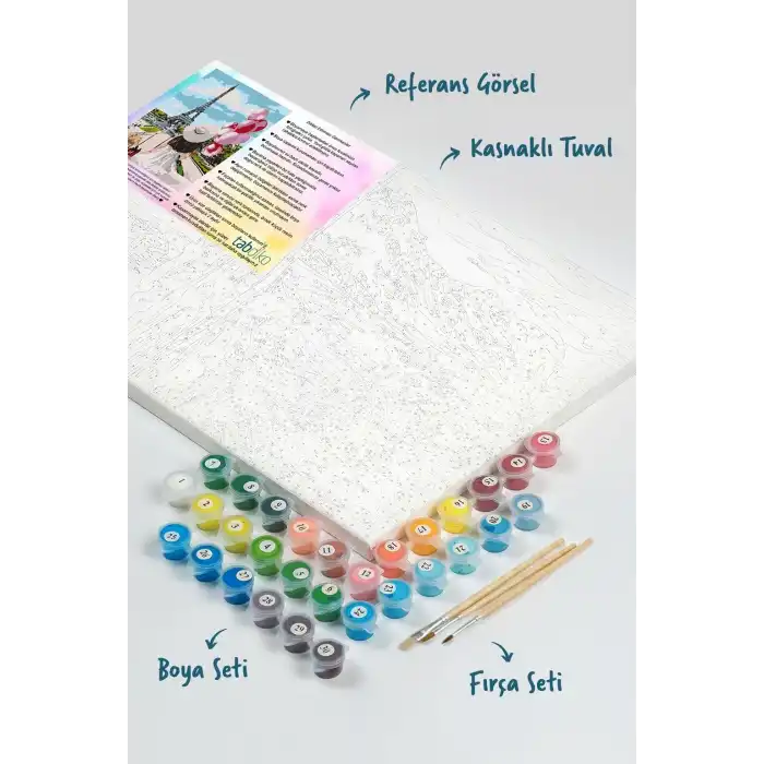 Sayılarla Boyama Seti 40 x 50 cm Tuval Şasesine Gerili Paristeki Balon