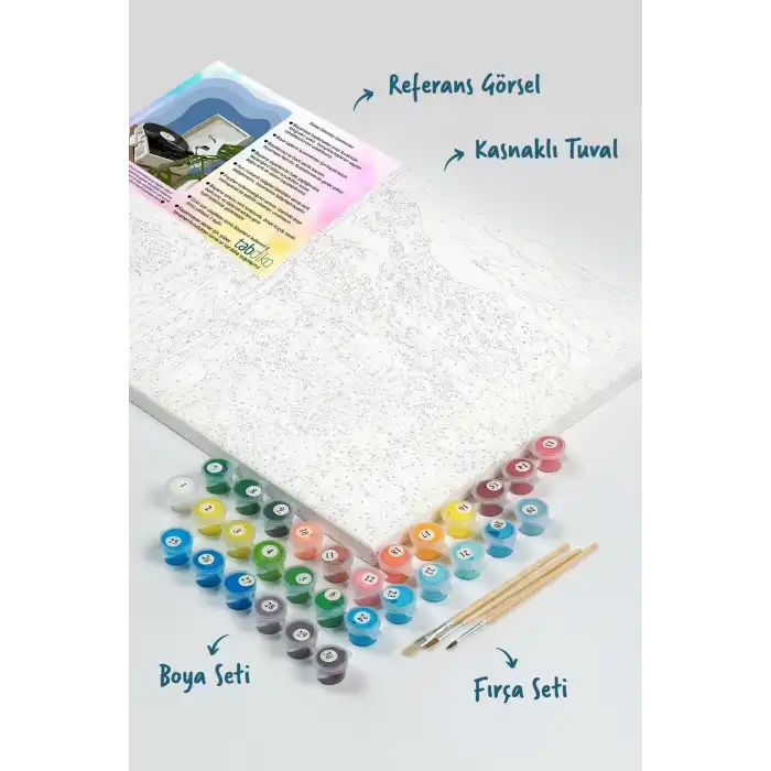 Sayılarla Boyama Seti 40 x 50 cm Tuval Şasesine Gerili Pikap