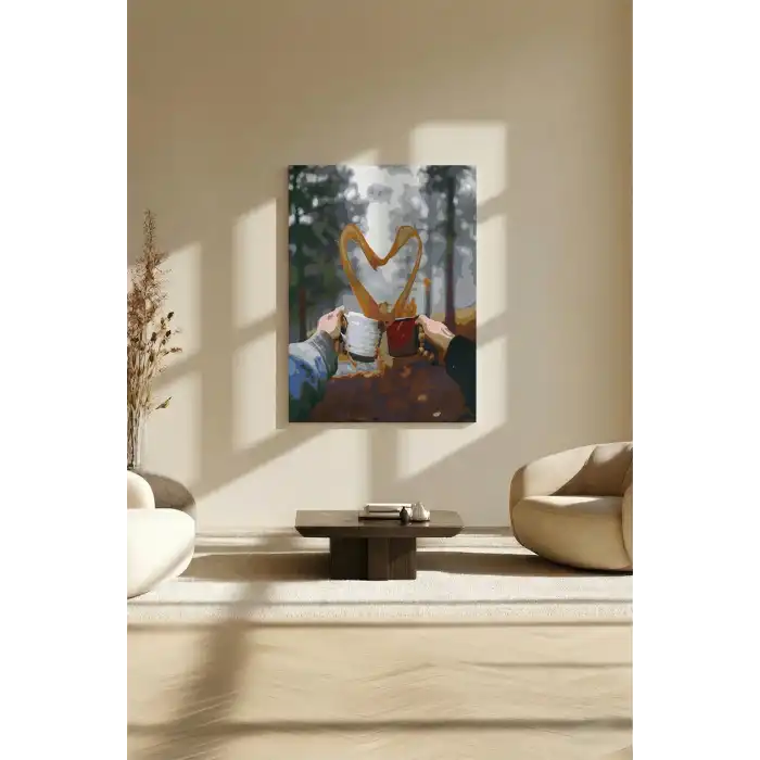 Sayılarla Boyama Seti 40 x 50 cm Tuval Şasesine Gerili Sen ve Ben