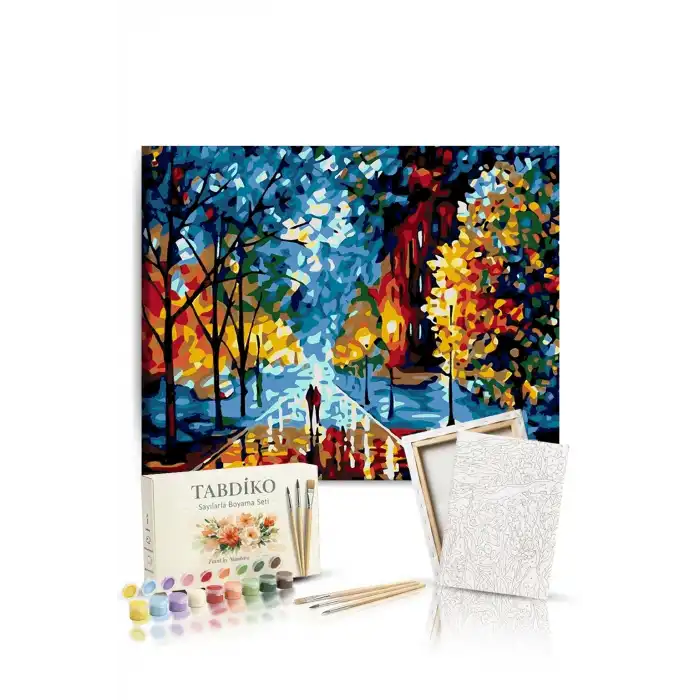 Sayılarla Boyama Seti 40 x 50 cm Tuval Şasesine Gerili Sonbahardan Kalan