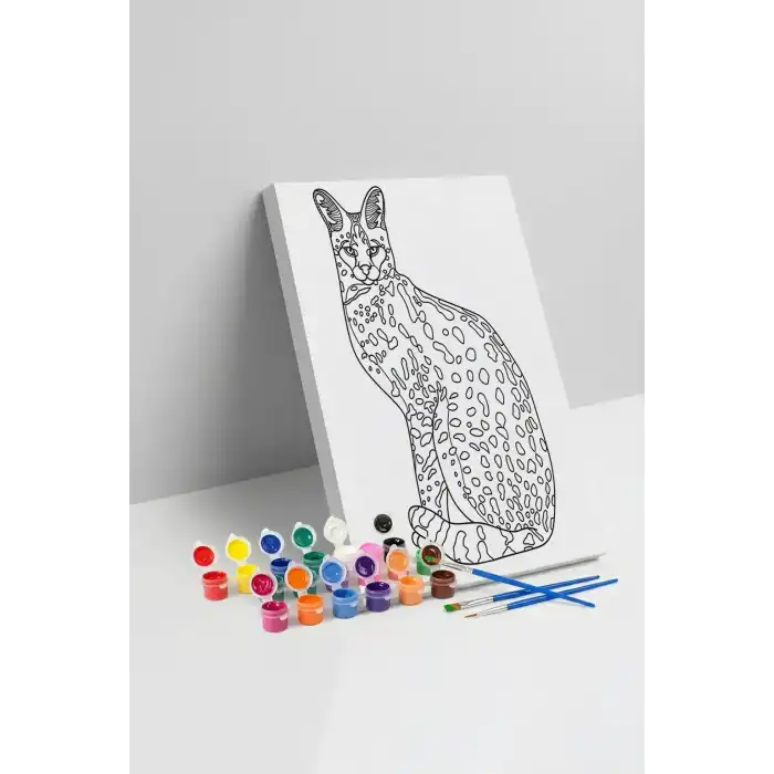 Serval Desenli Mandala Tuval Boyama Seti 40x50 cm