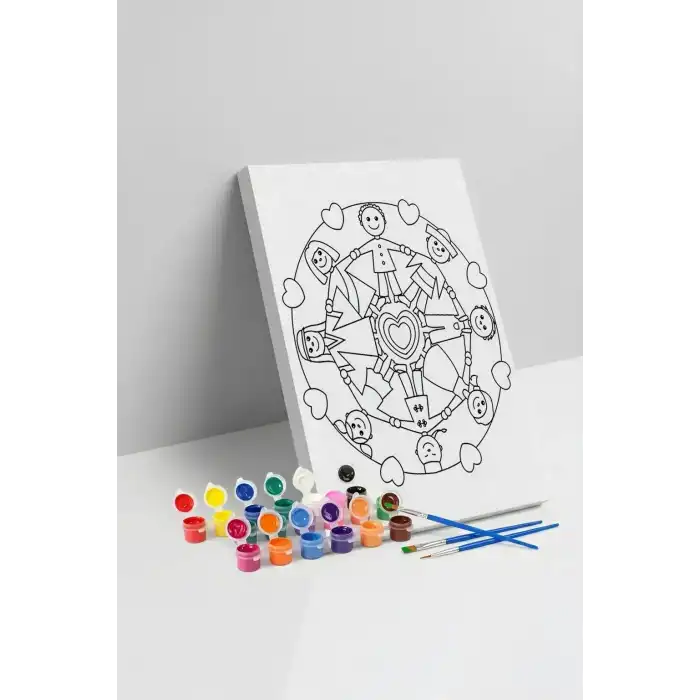 Sevgi Çemberi Desenli Mandala Tuval Boyama Seti 40x50 cm