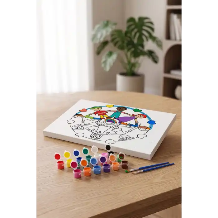 Sevgi Çemberi Desenli Mandala Tuval Boyama Seti 40x50 cm