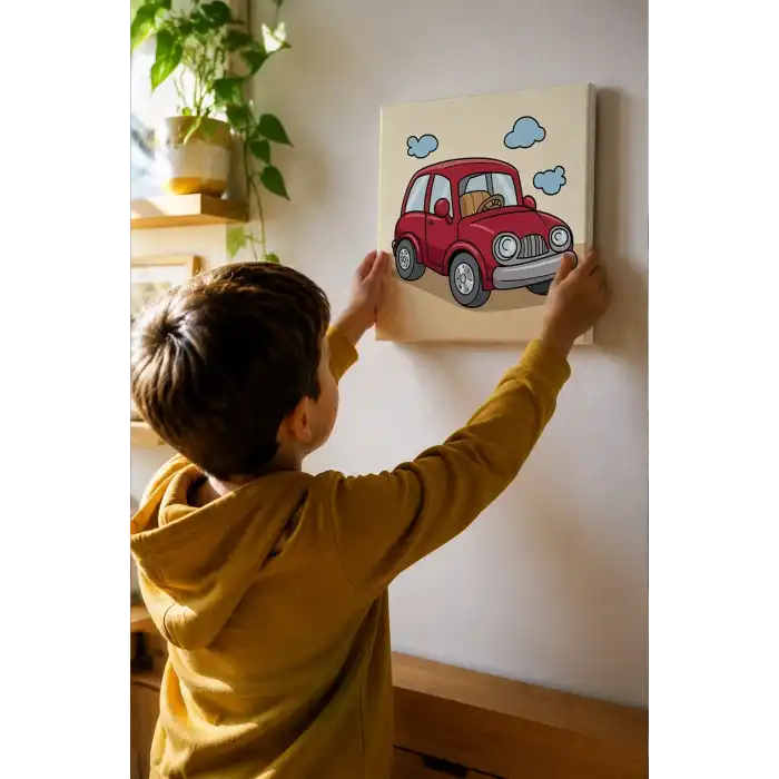 Sevimli Araba Boyama Tuvali – Şövalesiz Boya Seti 20x20