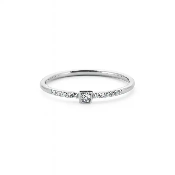 Side Stone Princess Cut Diamond Modern Ring