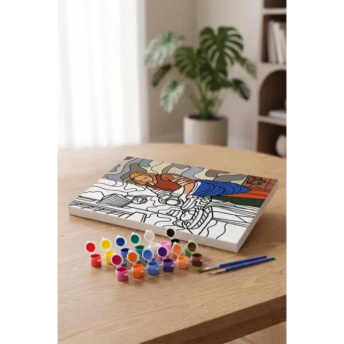Sütçü Kız Desenli Mandala Tuval Boyama Seti 40x50 cm
