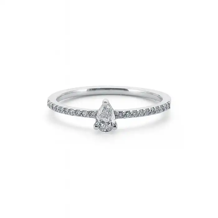 Teardrop Diamond Side Stone Ring