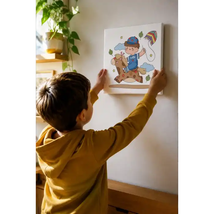 Uçan Çocuk Boyama Tuvali – Şövalesiz Boya Seti 20x20