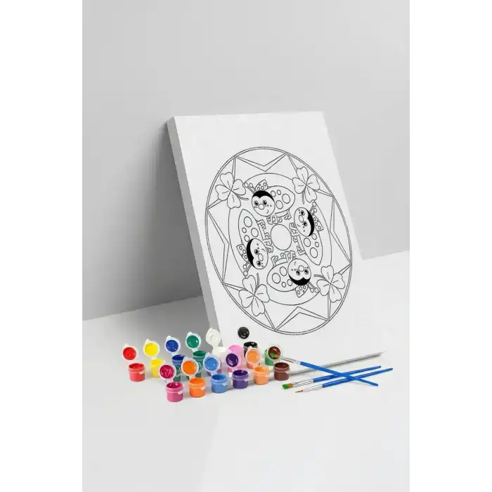Uğur Böceği Desenli Mandala Tuval Boyama Seti 40x50 cm