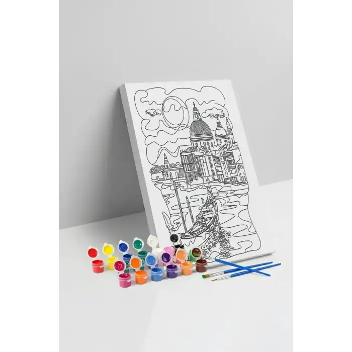 Venedik Manzaralı Mandala Tuval Boyama Seti 40x50 cm